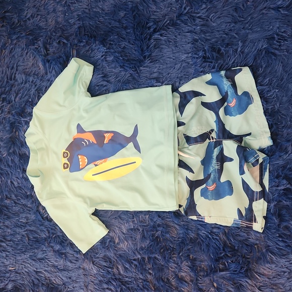 Carters 18 month Shark Swim trunk and rash guard set - Picture 1 of 4